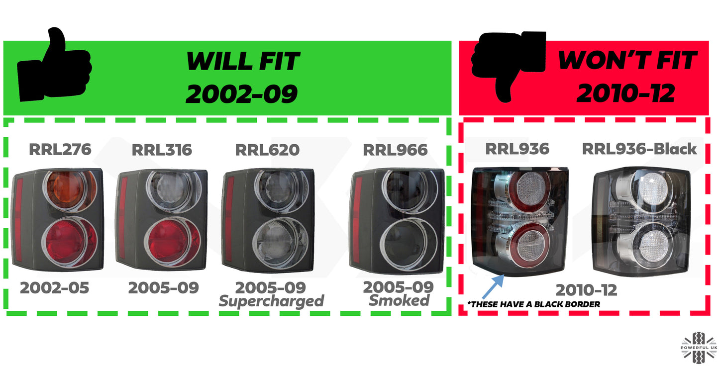 Replacement Rear Light Lens for Range Rover L322 Early type (2002-09) - LEFT LH