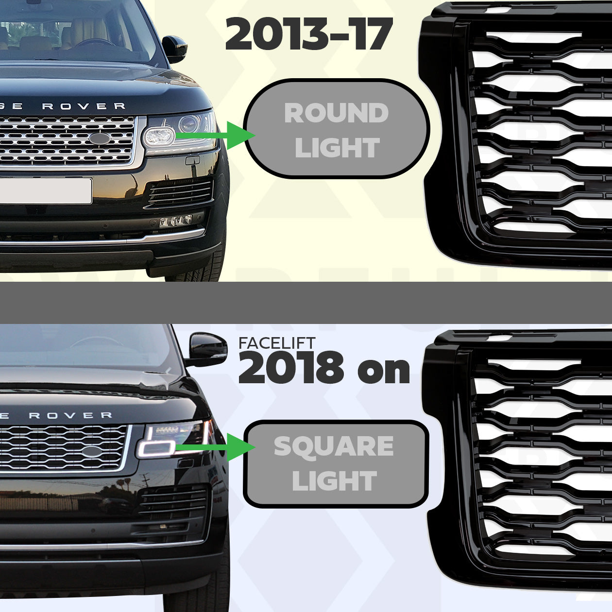 Front Grille - Full Gloss Black - for Range Rover L405