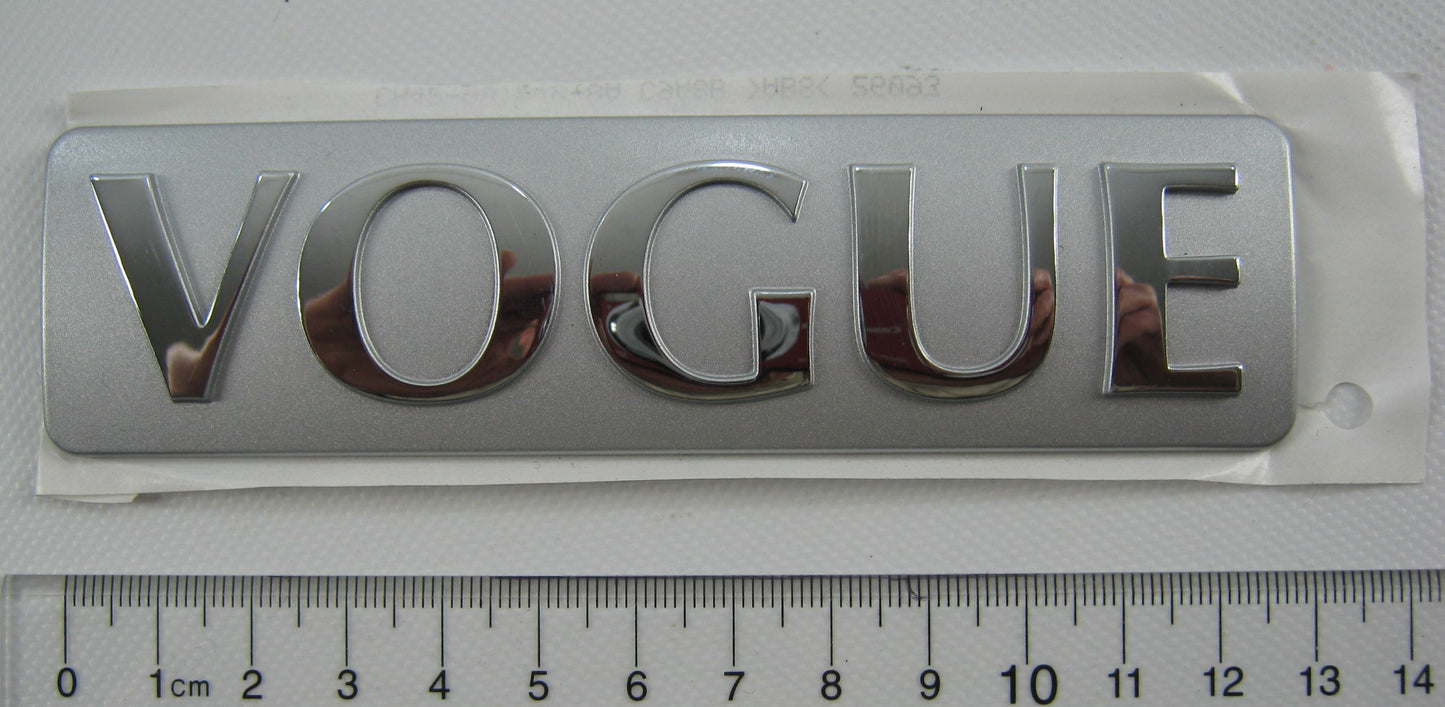 Genuine 'VOGUE' Badge in Silver & Chrome for Range Rover