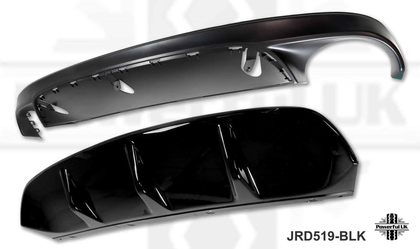 Rear Bumper Valance & Diffuser - 2pc - Gloss Black for Jaguar XF
