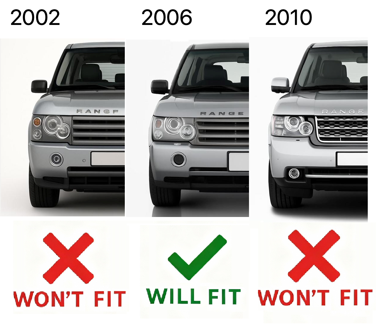 Replacement Headlight Lens for Range Rover L322 (2006-09) - PAIR