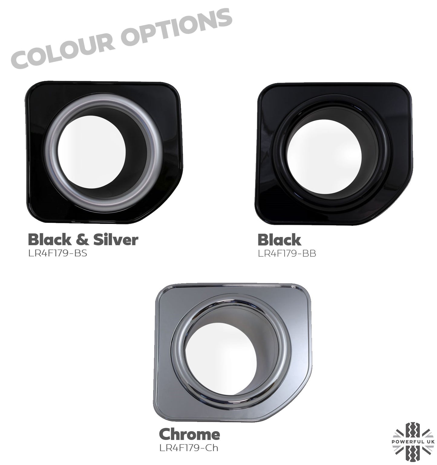 Front Bumper Fog Lamp Bezels Facelift look - Gloss Black - for Land Rover Discovery 4 2010-14