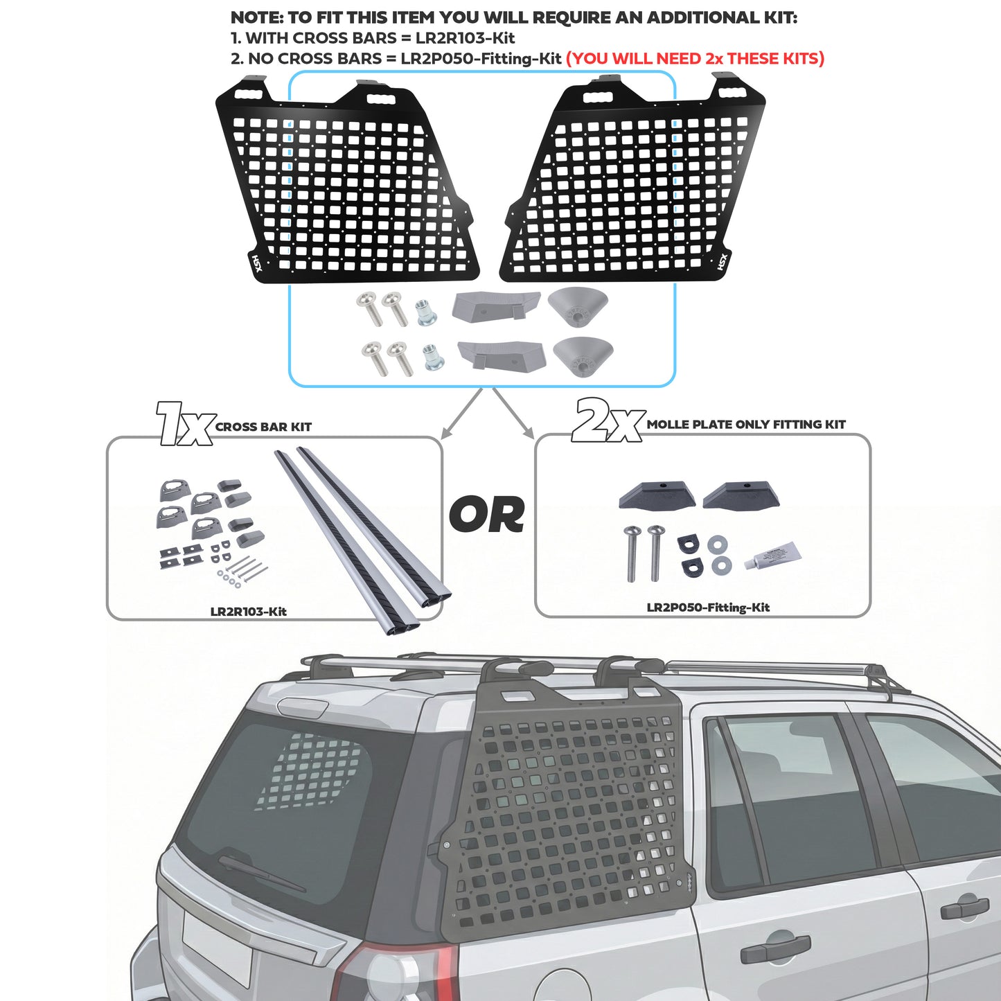 Molle Plate Kit for Land Rover Freelander 2 - Pair