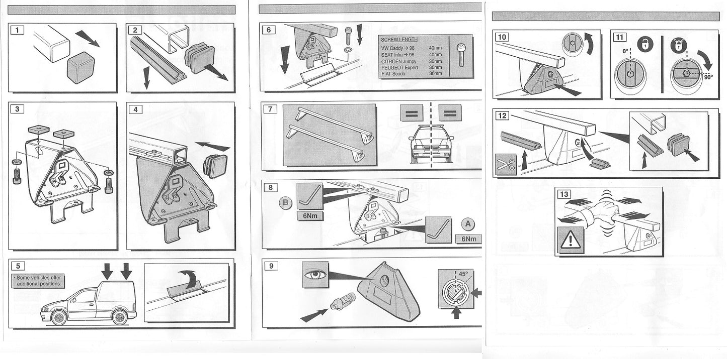Roof Bar Feet for Expert, Caddy, Inca, Jumpy