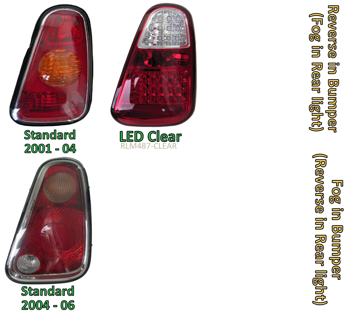 LED Rear Lights with FOG Lamp - Clear - for BMW Mini Cooper