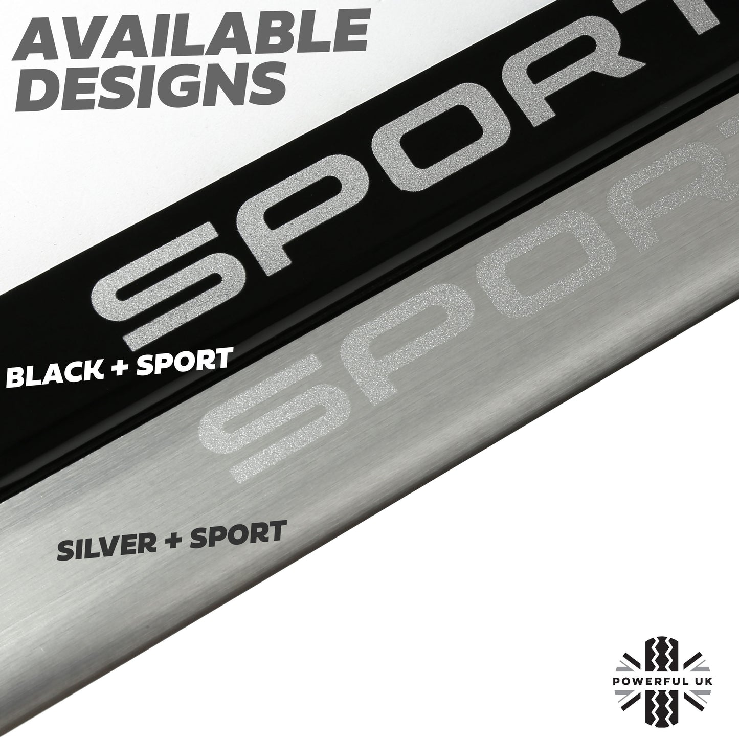 Door Sill Covers in Black with Silver Sport Logo for Range Rover Sport L494