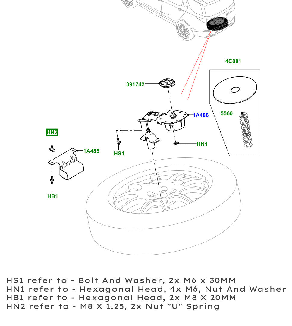 Spare Wheel Winch - Updated Design with Anti-Theft for Land Rover Discovery 5