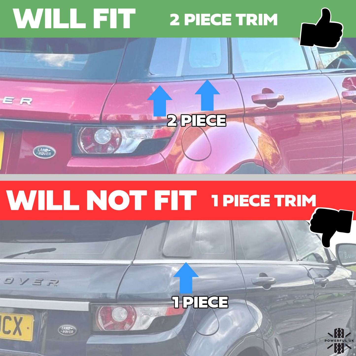 Genuine Black Left D/E Pillar Trim with moulding for Range Rover Evoque (5 Door)