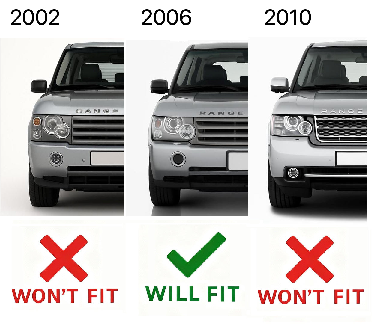 Headlight Washer Jet Covers in Bonatti Grey for Range Rover L322 Vogue