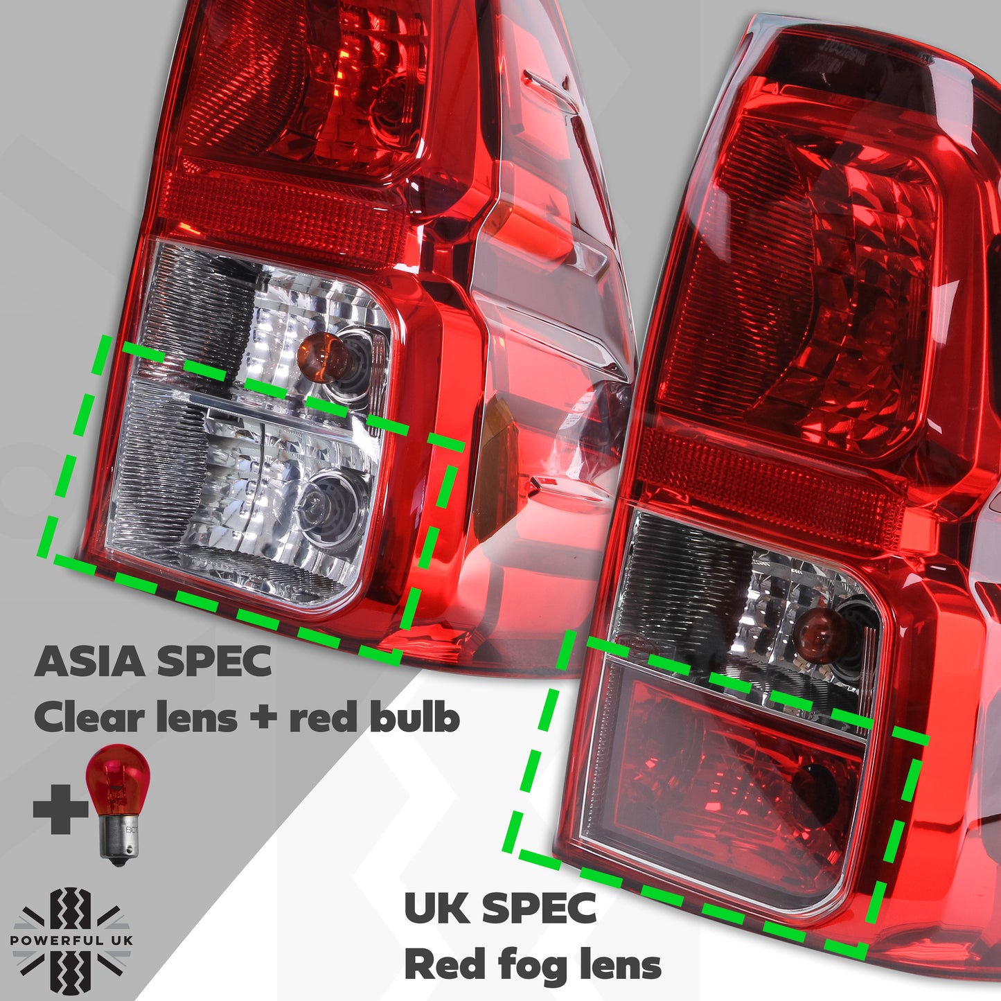 Rear Light inc Loom+Bulbs - RH (UK spec) for Toyota Hilux Mk8 Revo (2016 on)