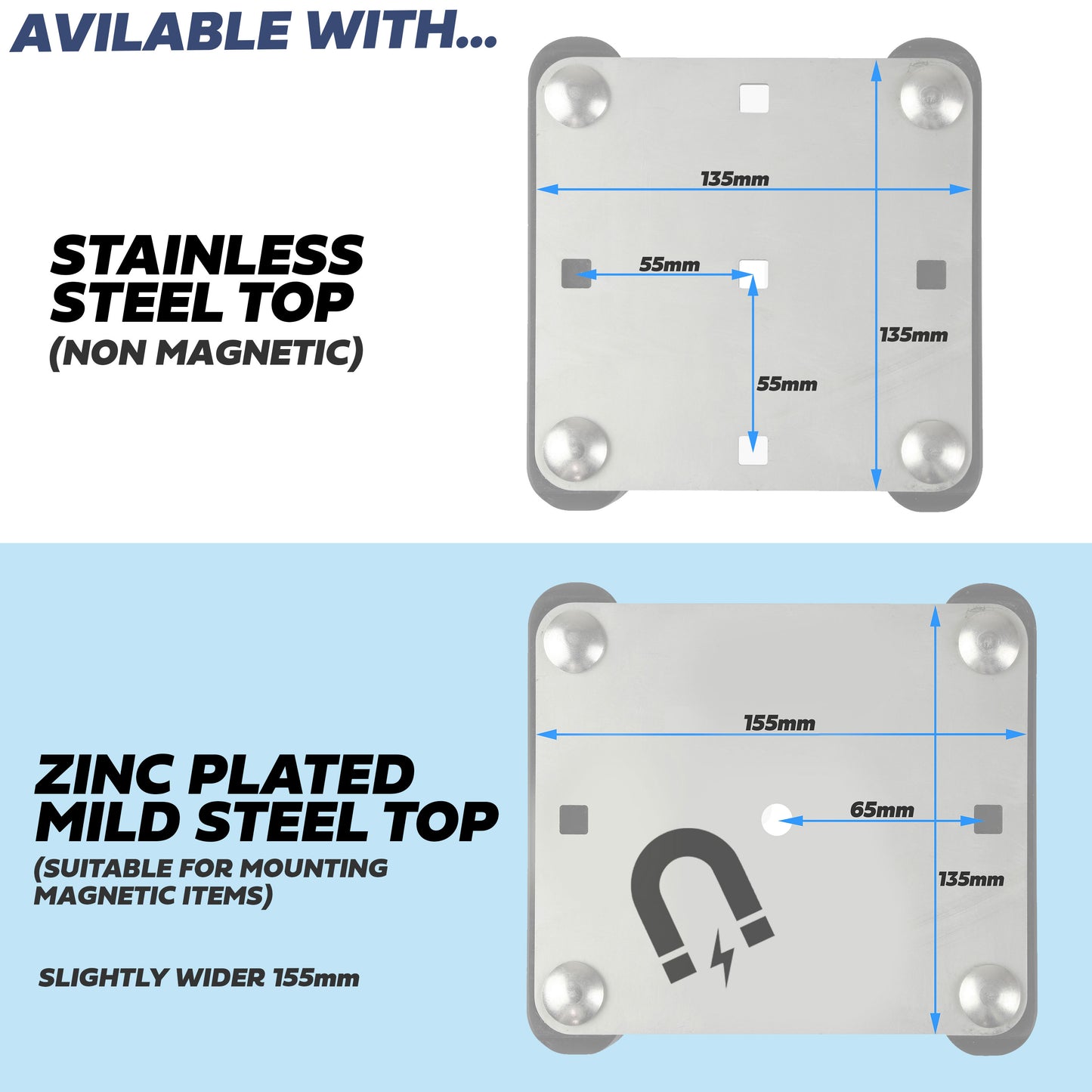 Roof Cross Bar Antenna Mount Kit for the Land Rover Discovery 5 - Kit A - Zinc Plated Top