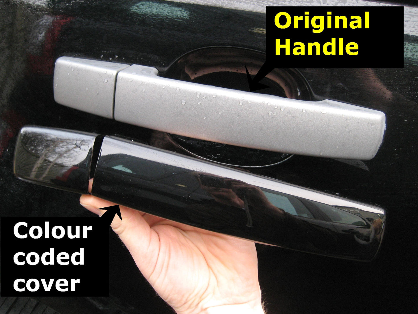 Door Handle Covers for Land Rover Discovery 3 fitted with 2 pc Handles  - Java Black
