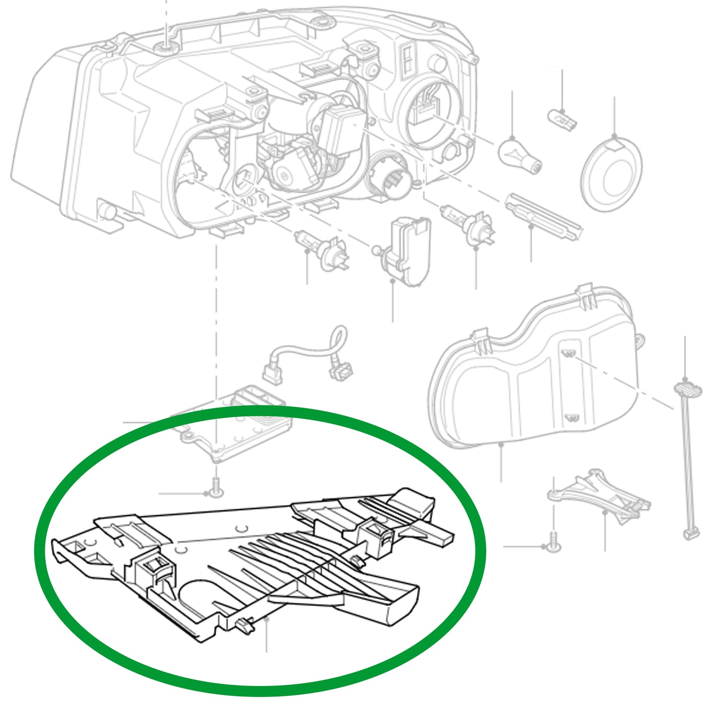Headlight base mount - genuine - for Land Rover Freelander 2 - RH