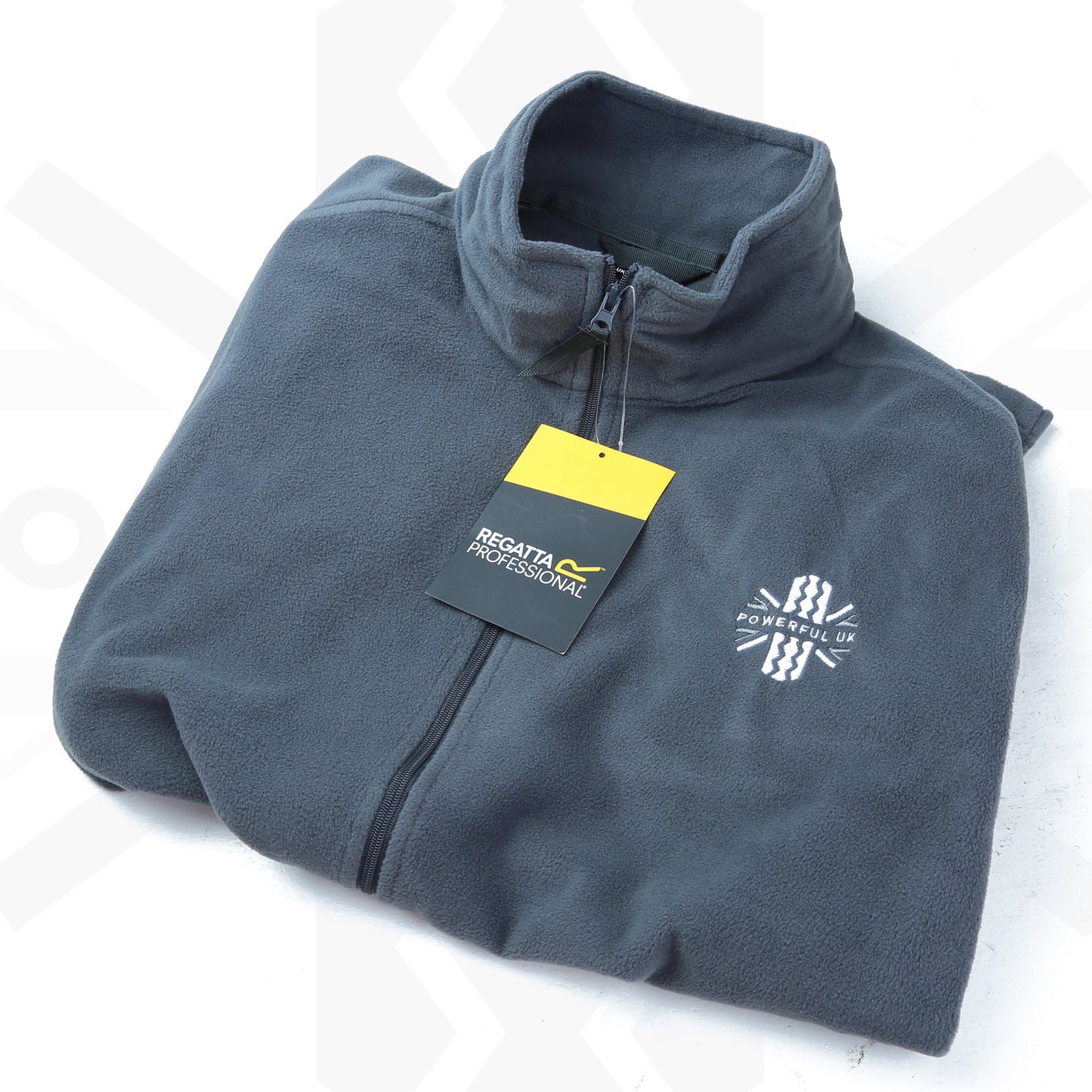 Embroidered Fleece Powerful UK Ltd "Merch" - Seal Grey - MEDIUM