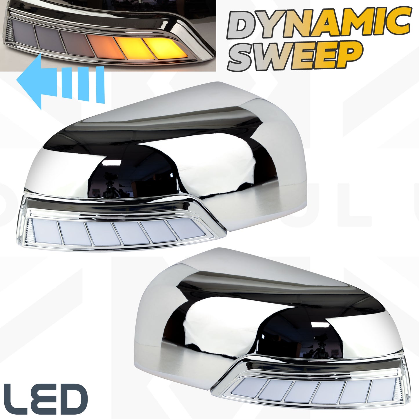 Wing Mirror LED Dynamic Indicator Kit for Ford Ranger T7 (2016-19) - Chrome