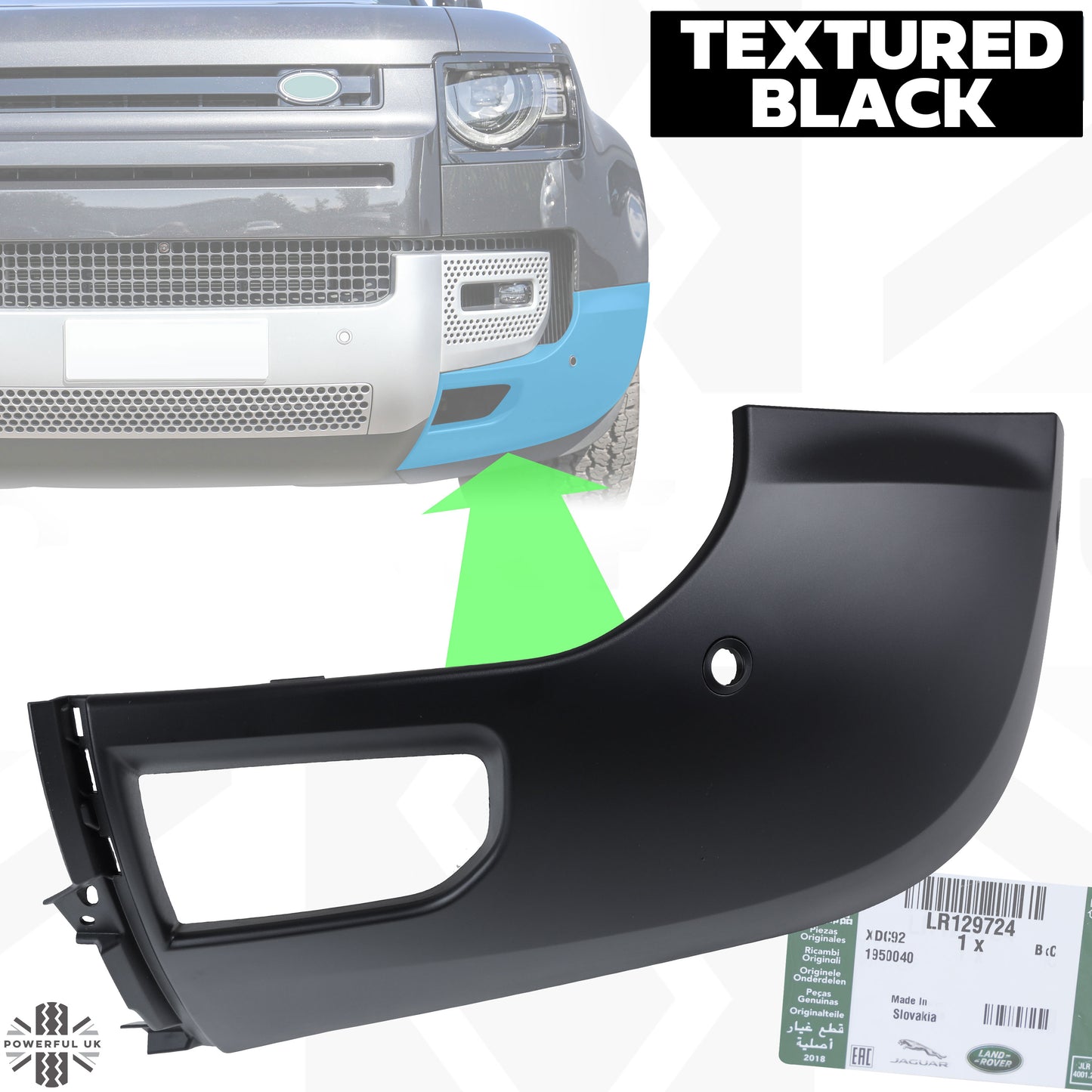 Genuine Front Bumper Corner for Land Rover Defender L663 (Textured) - LEFT