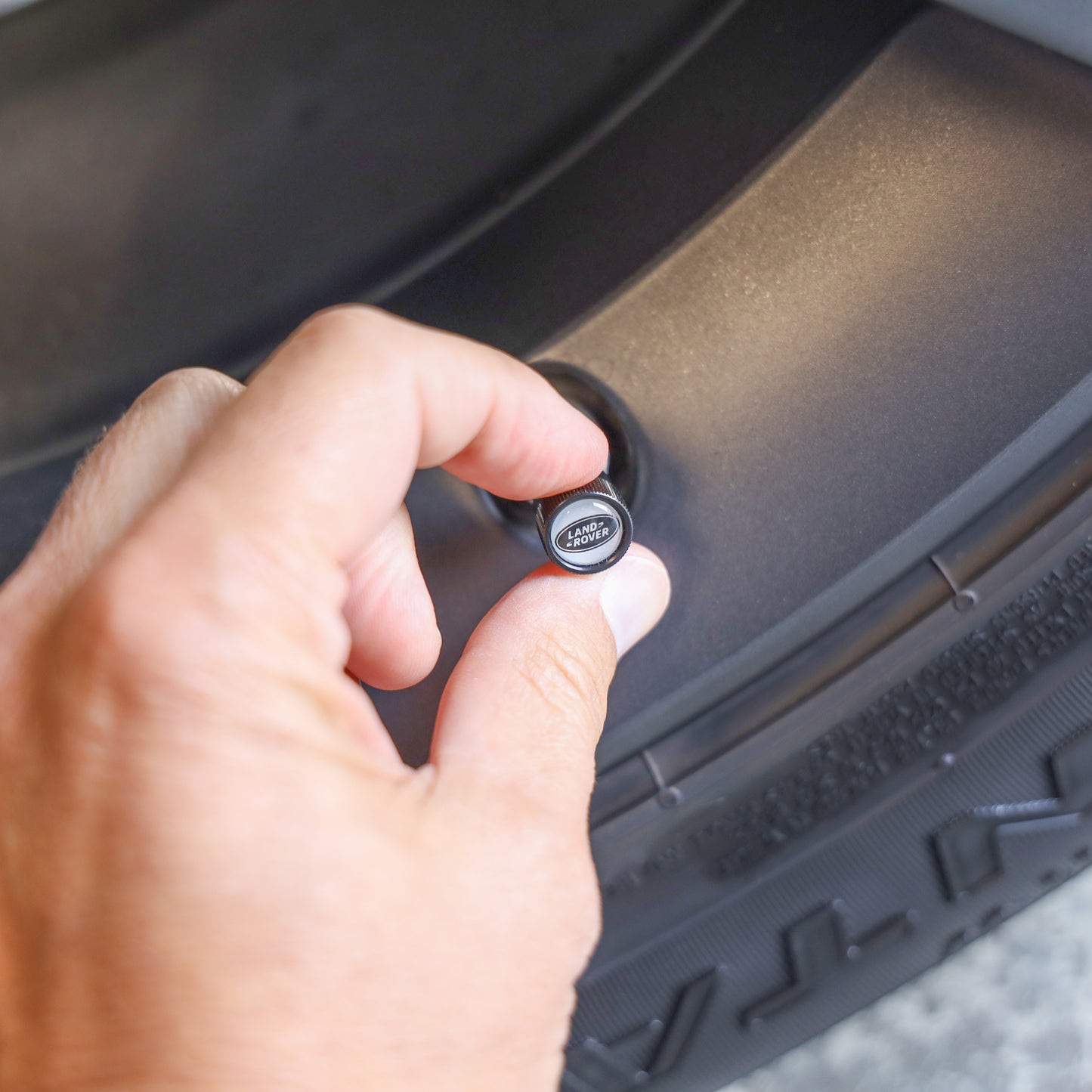 Genuine Dust Valve Caps (4pc) for Range Rover Evoque - Black
