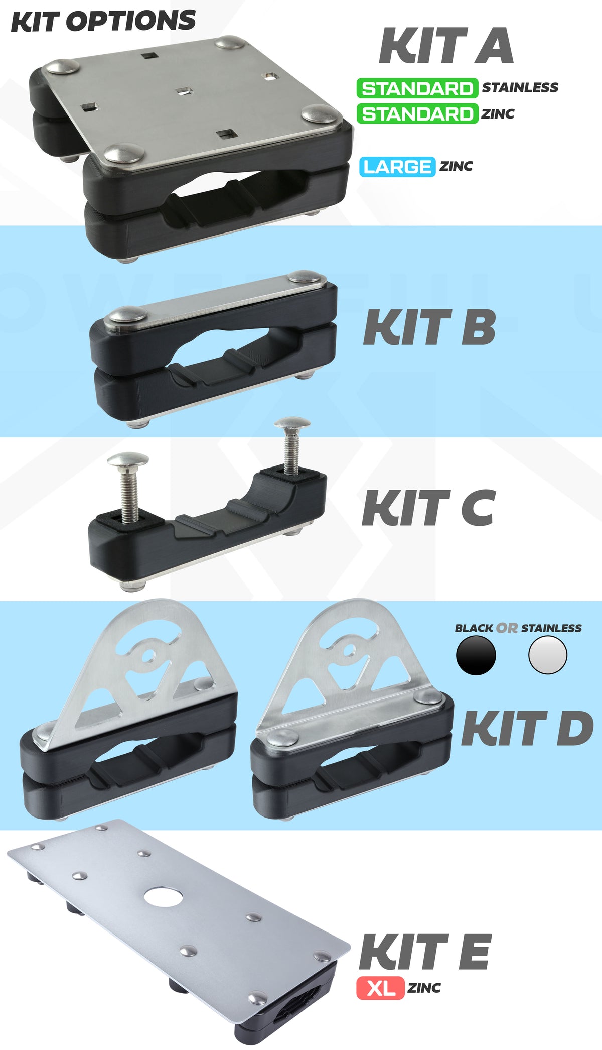 Roof Rack Mount Kit for the Thule Cross Bars - Kit A - XL Zinc Plated Steel