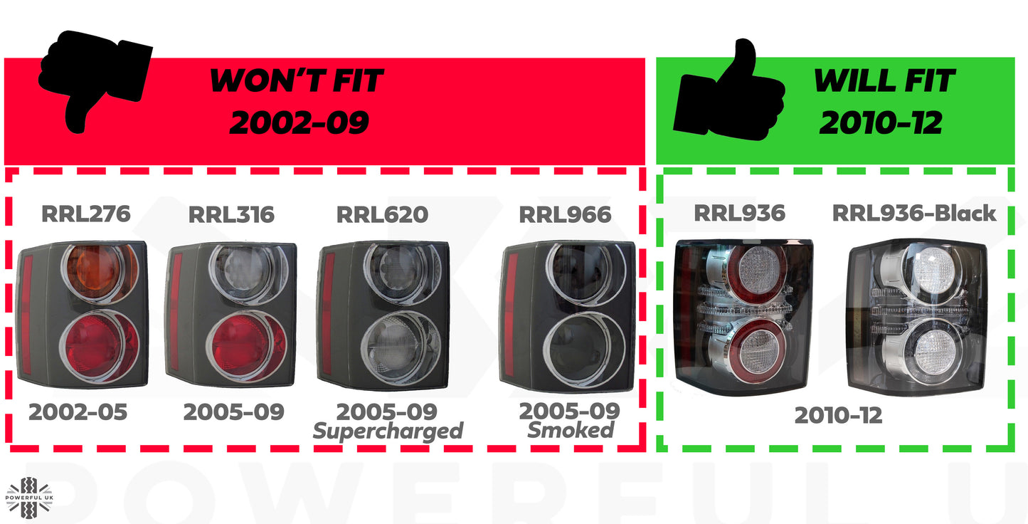 Replacement Rear Light Lens for Range Rover L322 Late type (2010-13) - LEFT LH