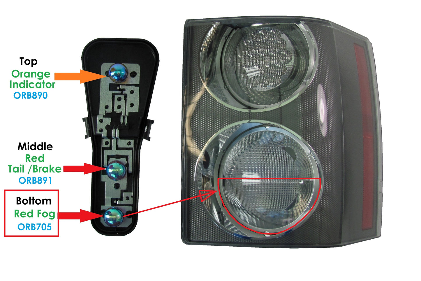 Rear Light FOG Lamp Diadem Bulbs - PAIR - for Range Rover L322 2006-09 Supercharged