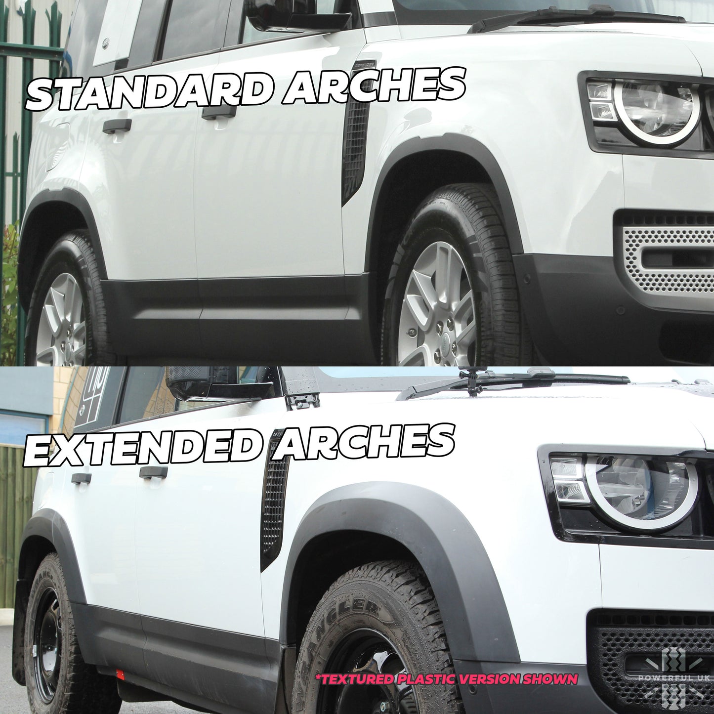 Extended Wheel Arch Set in Raptor Black for Land Rover Defender L663 (110 model)