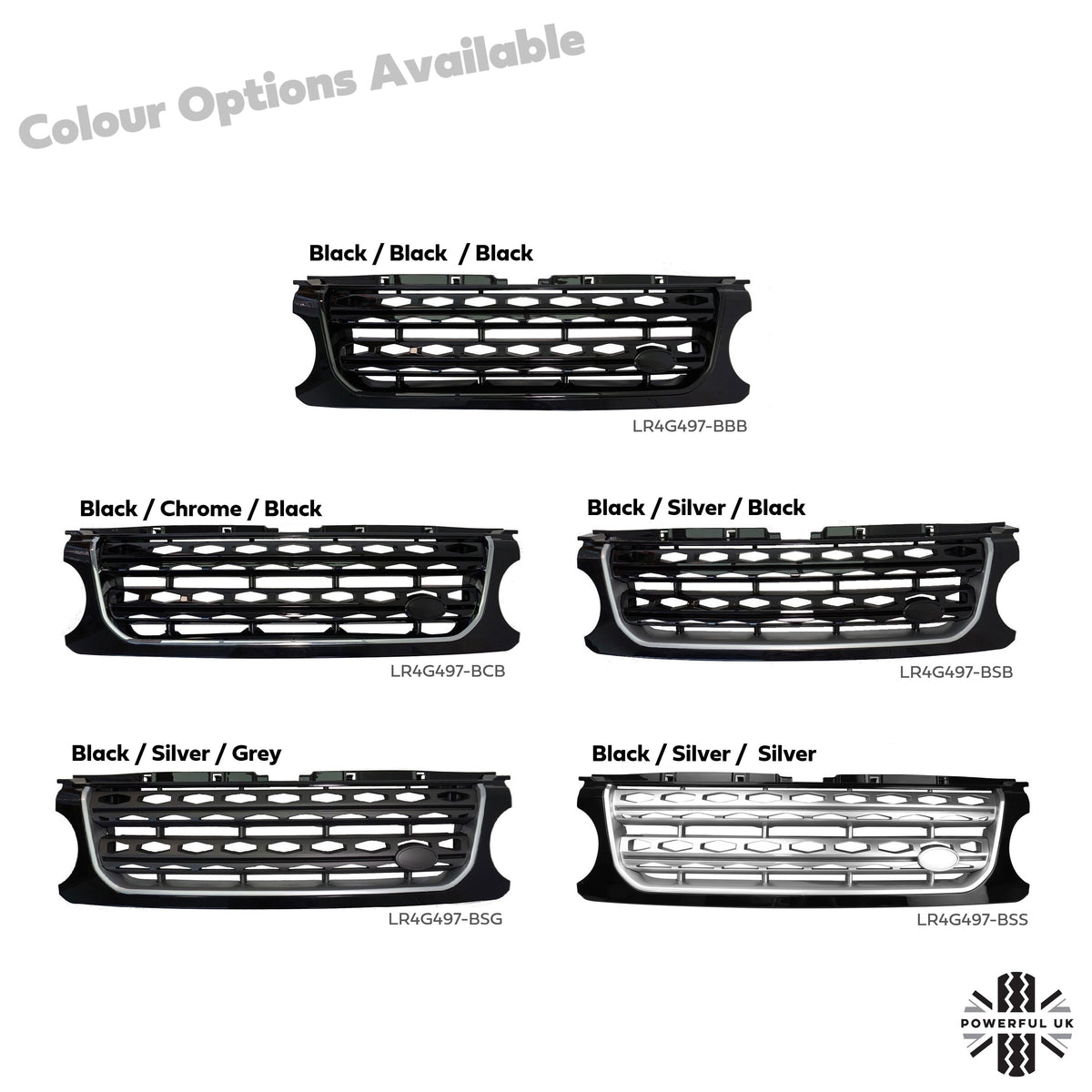 Front Grille "facelift look" - Black / Silver Black - for early Land Rover Discovery 4