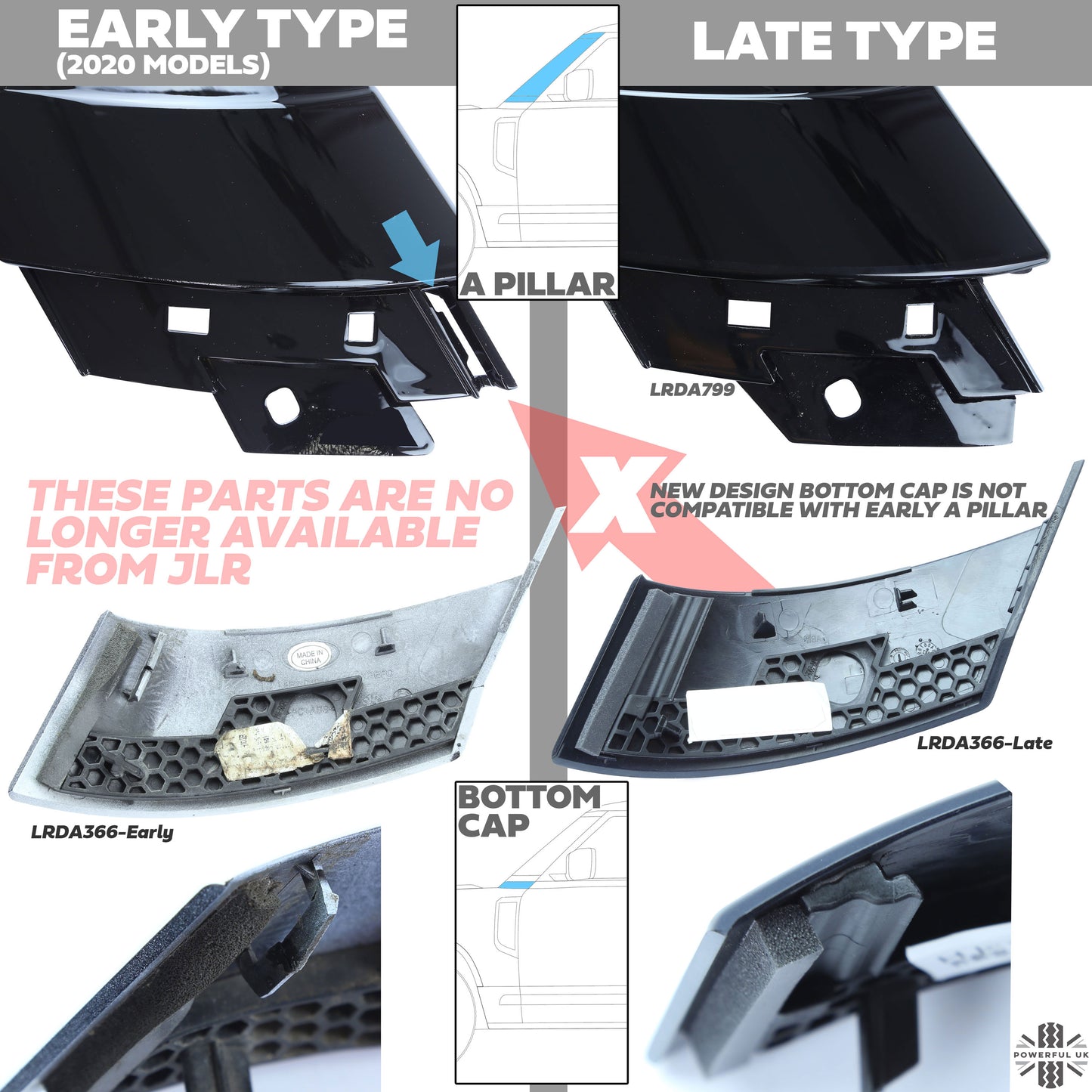 A Pillar Finisher Cap (Unpainted) for Land Rover Defender L663 - RIGHT