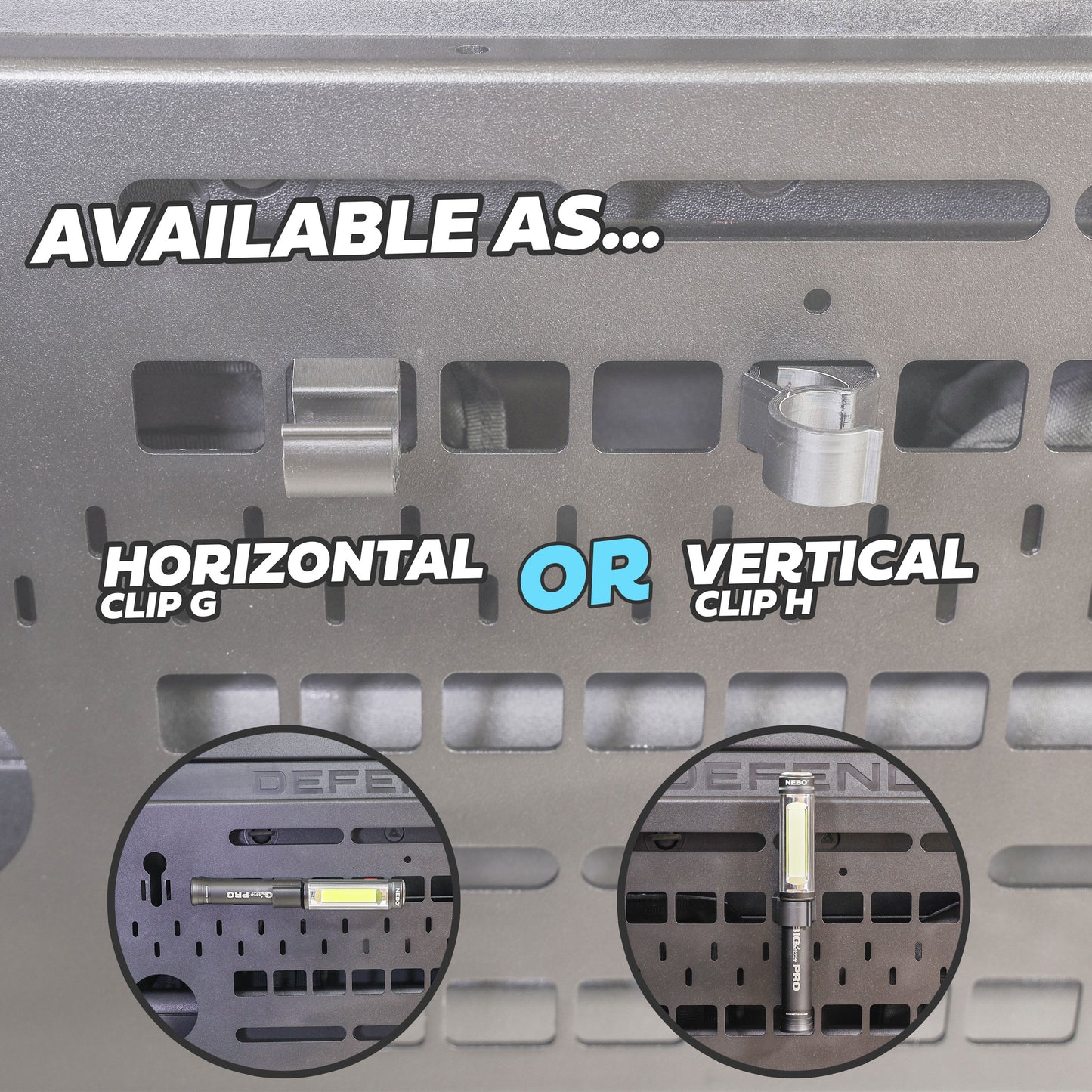 'Big Larry Pro' Torch + Mount Kit for Folding Picnic Table for Land Rover Defender L663 - Horizontal