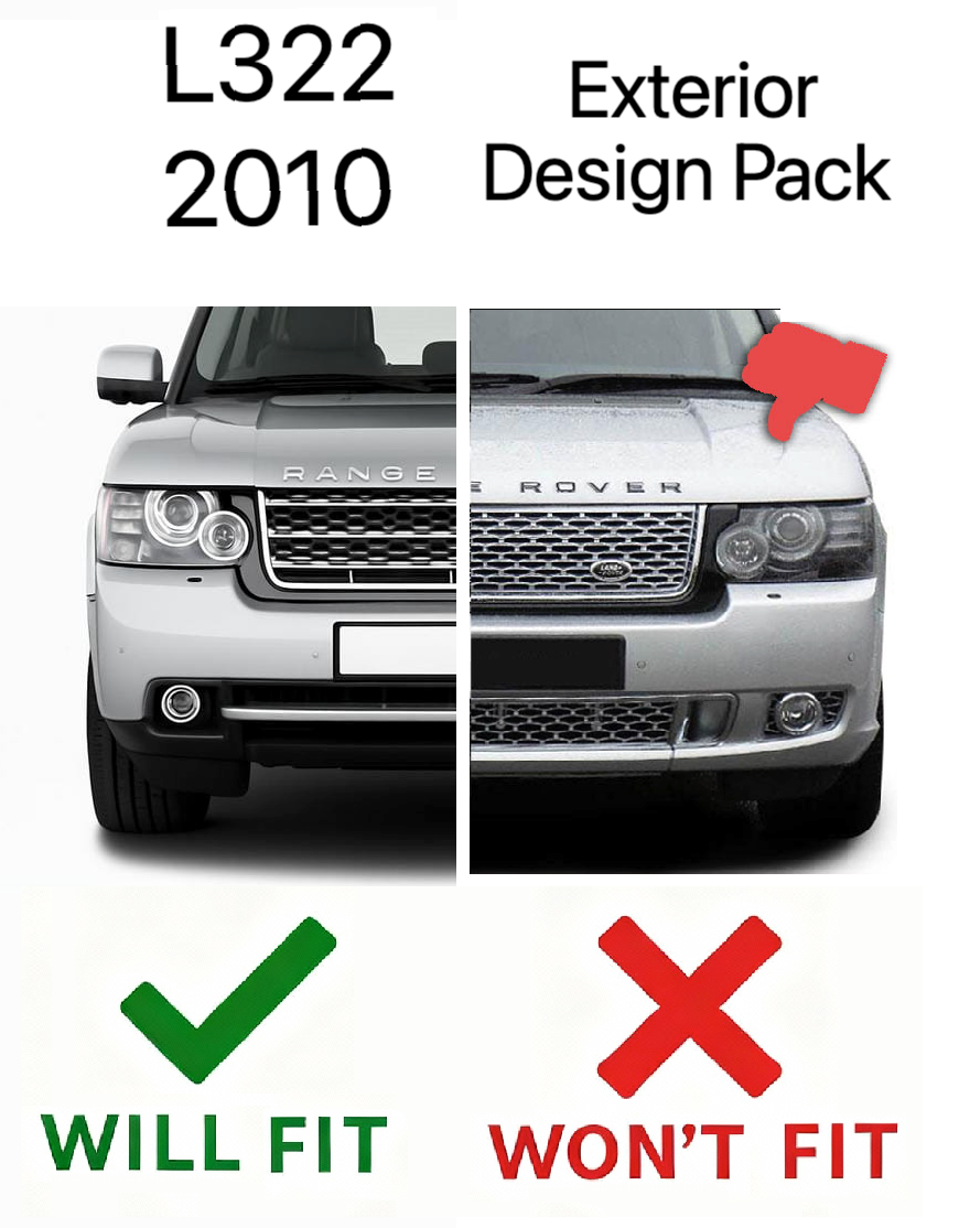 Front Bumper Fog Lamp Surrounds for Range Rover L322 2010 - Silver & Black