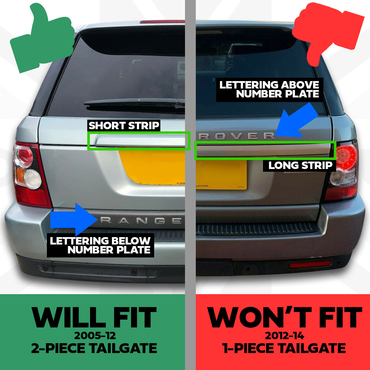 Rear Lettering Template for Range Rover Sport L320 2005-12