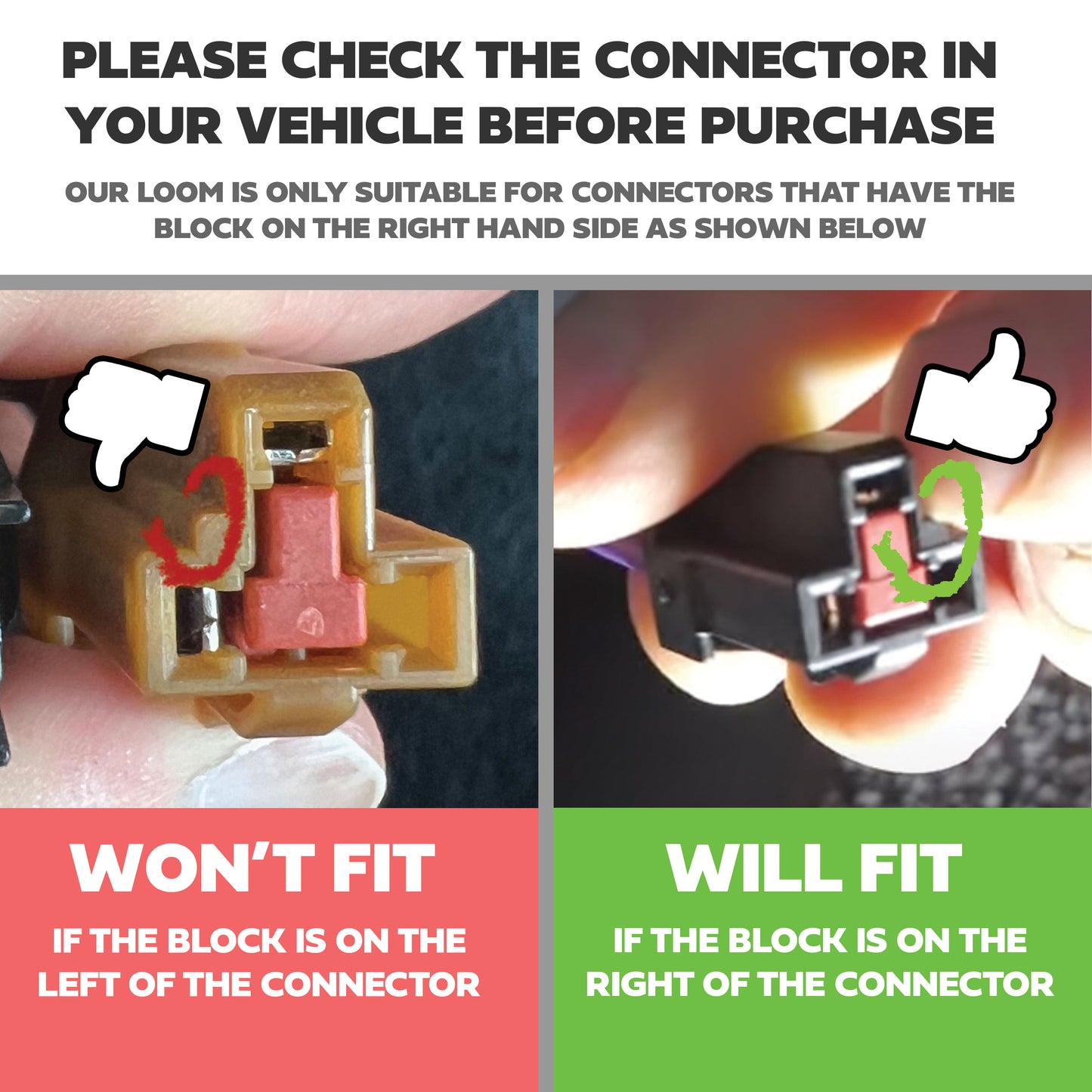 2x Rear Passenger Power Outlet Splitter Looms for Land Rover Defender L663