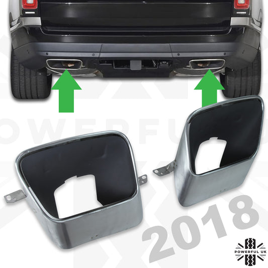 Rear Bumper Exhaust Tailpipe Tips (Pair) for Range Rover L405 2018 - Stainless Steel