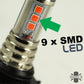 Red LED Bulb (PS19W) for Rear Fog Lamps - PAIR