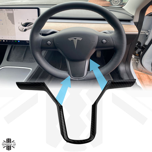 Steering Wheel Cover Trim in Carbon Fibre for Tesla Model 3 2017-20