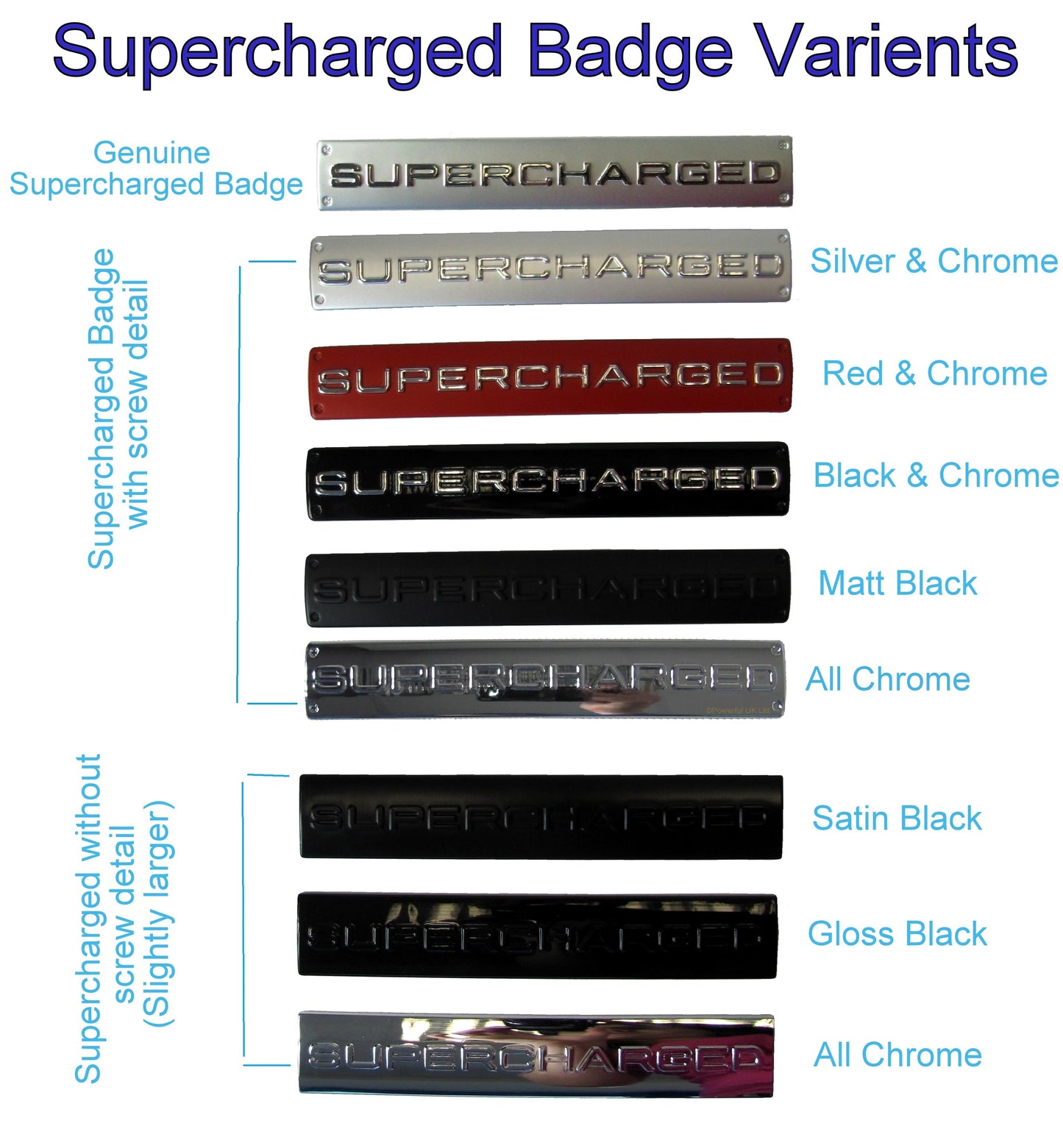 SUPERCHARGED Badge - Black & Chrome for Range Rover Sport