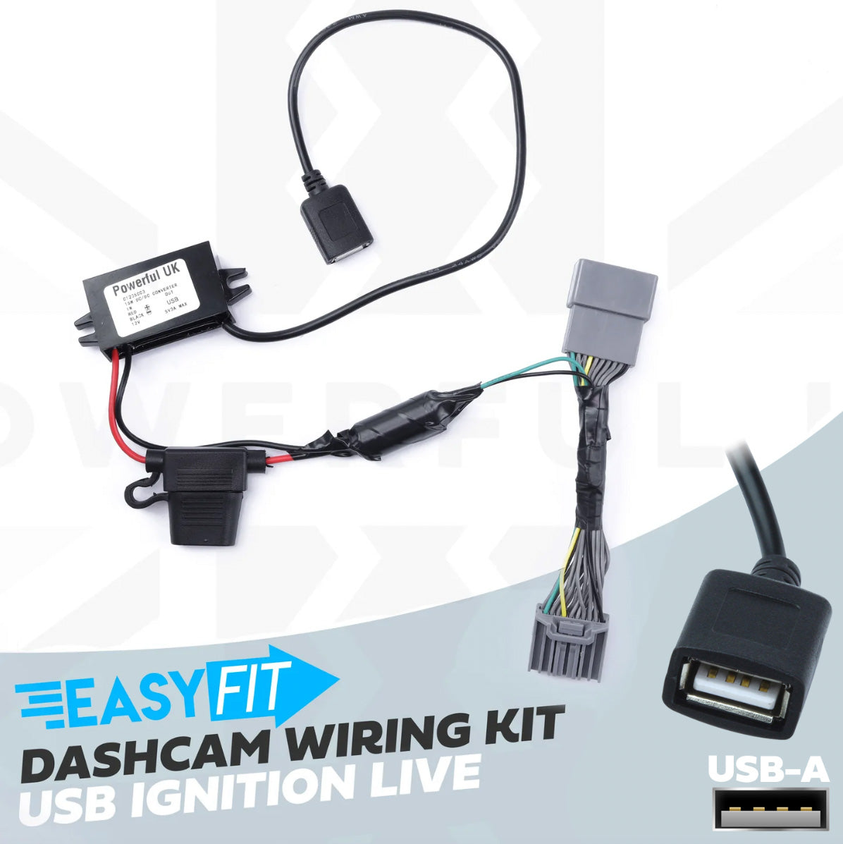 Dash Cam Hardwire Kit For Jaguar XF with EARLY overhead console - USB- –  Powerful UK