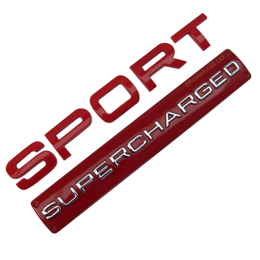 SUPERCHARGED & SPORT tailgate badge for Range Rover - Red