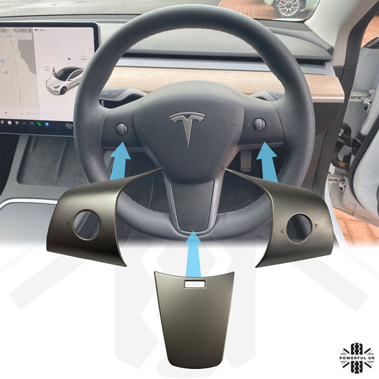 Steering Wheel Column Cover Trims for Tesla Model 3 - Silver