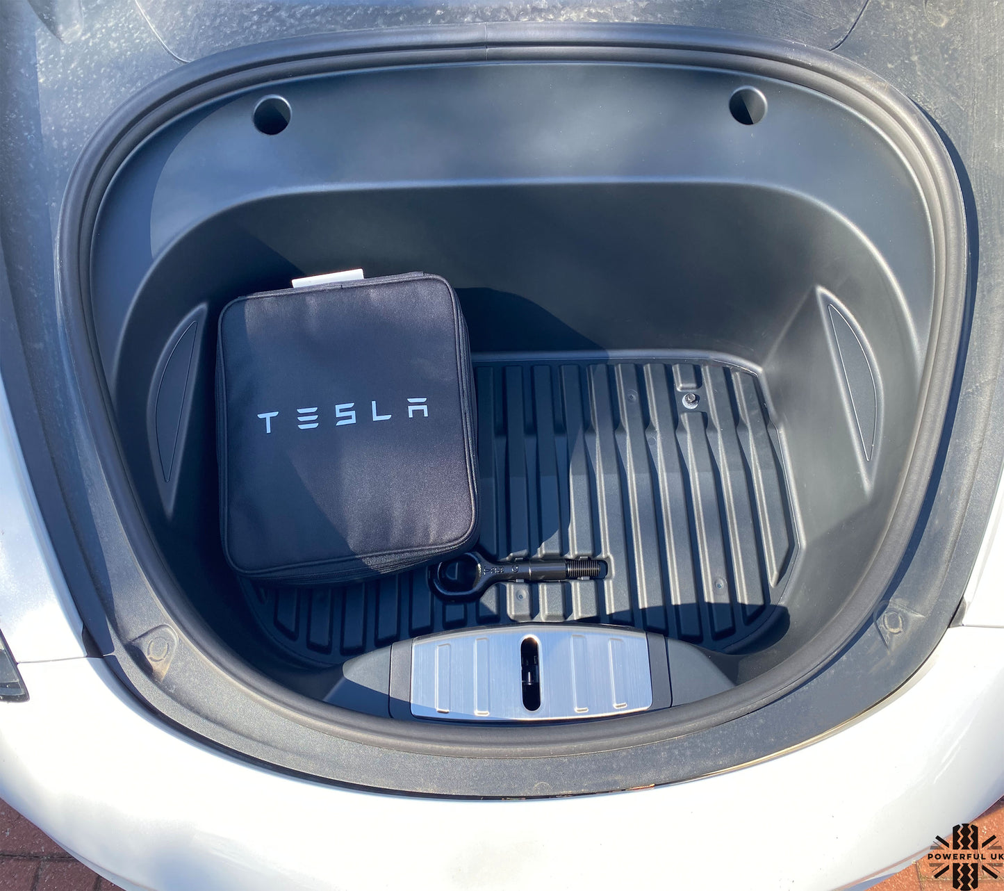 Brushed Stainless Steel Front Trunk Lock Cover for Tesla Model 3