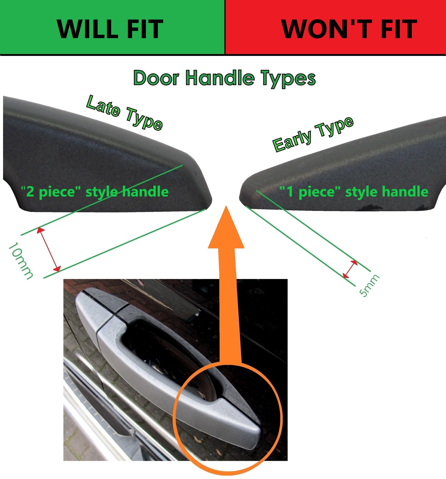 Door Handle "Skins" for Range Rover Sport L320 fitted with 2 pc Handle - Orkney Grey