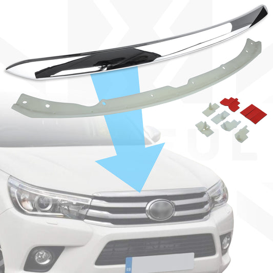 Front Grille Bonnet Trim for Toyota Hilux 2015-21 - Chrome