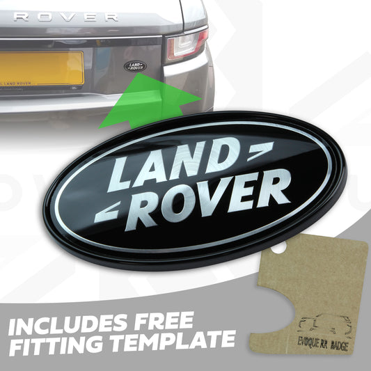 Black & Silver Badge on Gloss Black Plinth for Range Rover Evoque