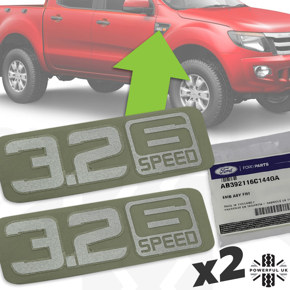 Side Vent Decals x 2 - 3.2 6 SPEED - Silver - for Ford Ranger T6 & T7