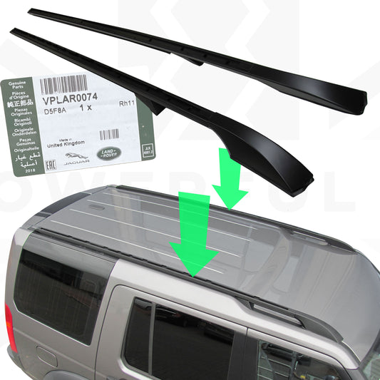 Roof Rack Rails - Extended - Black - for Land Rover Discovery 3 & 4 - Genuine