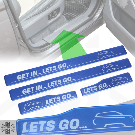 Door Scuff Plate Insert Set - Blue + 'Lets Go' for Range Rover Evoque