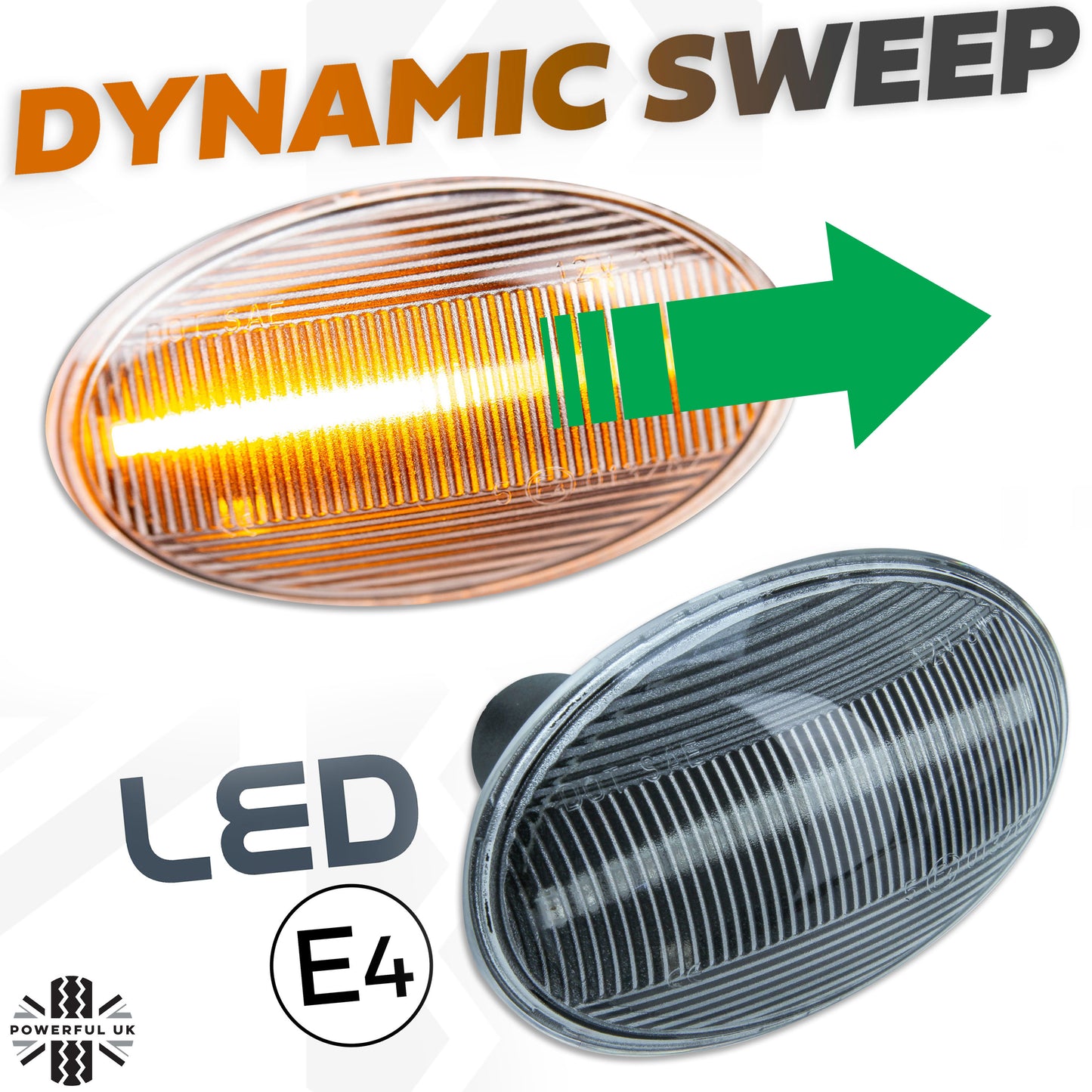 Side Repeaters (Pair) - LED - Clear - Dynamic Sweep - for BMW Mini (R50,R52,R53)