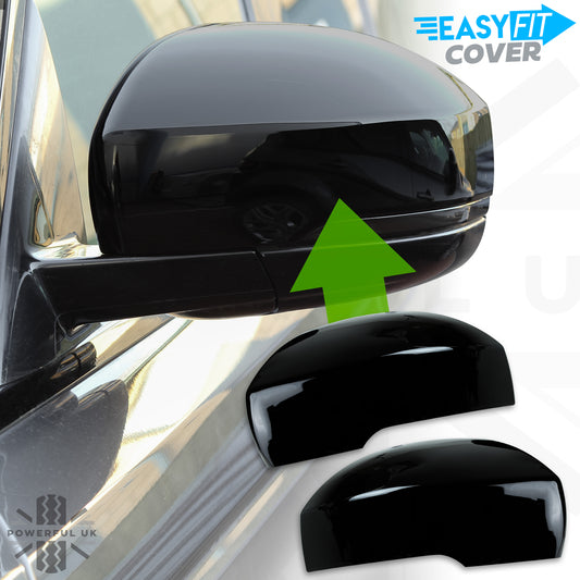 Top Half Mirror Covers - Stick on type for Land Rover Discovery 4 Facelift  - Gloss Black