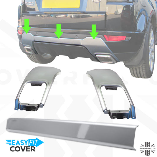 Rear Bumper Trim Kit 3pc for Range Rover Evoque L538 Dynamic - Silver