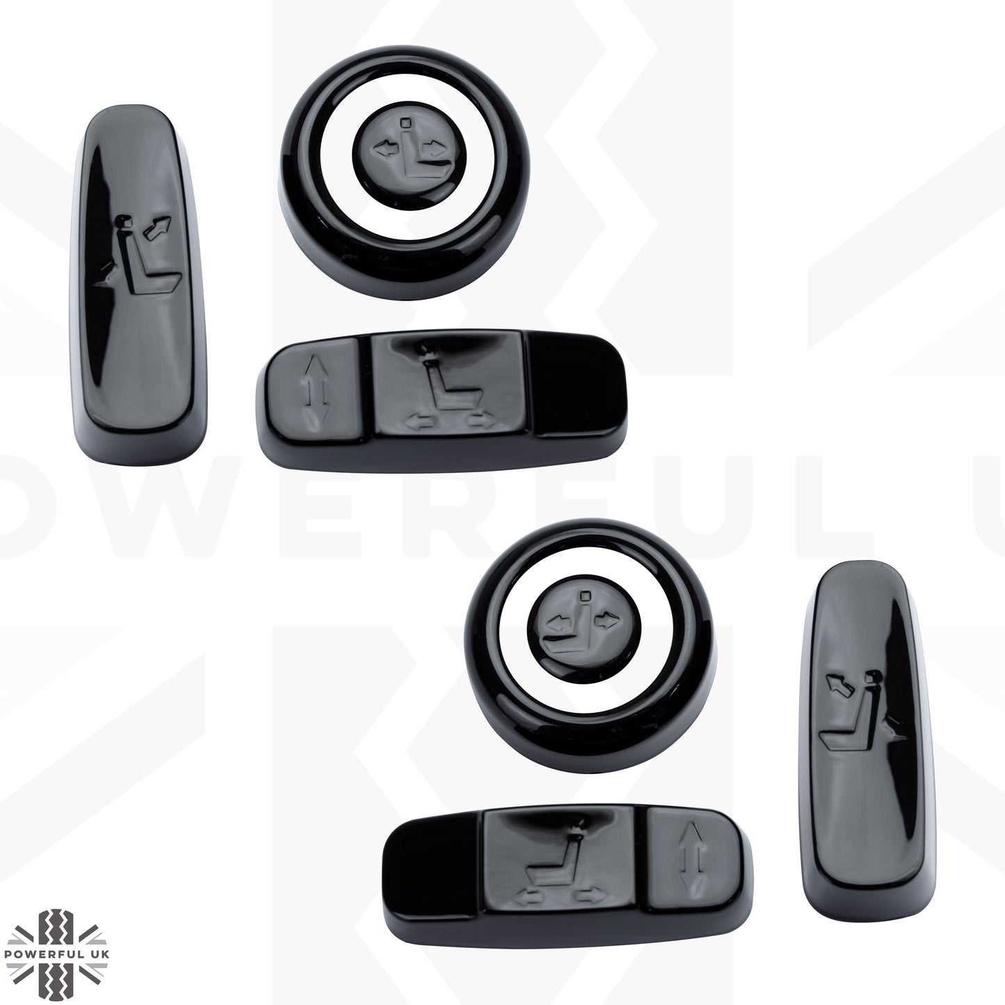 Interior Seat Button Covers (8 pc) - Gloss Black for Land Rover Discovery Sport