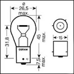 BA15s CHROMED AMBER Indicator Bulb 12v 21W (Opposite Pins)